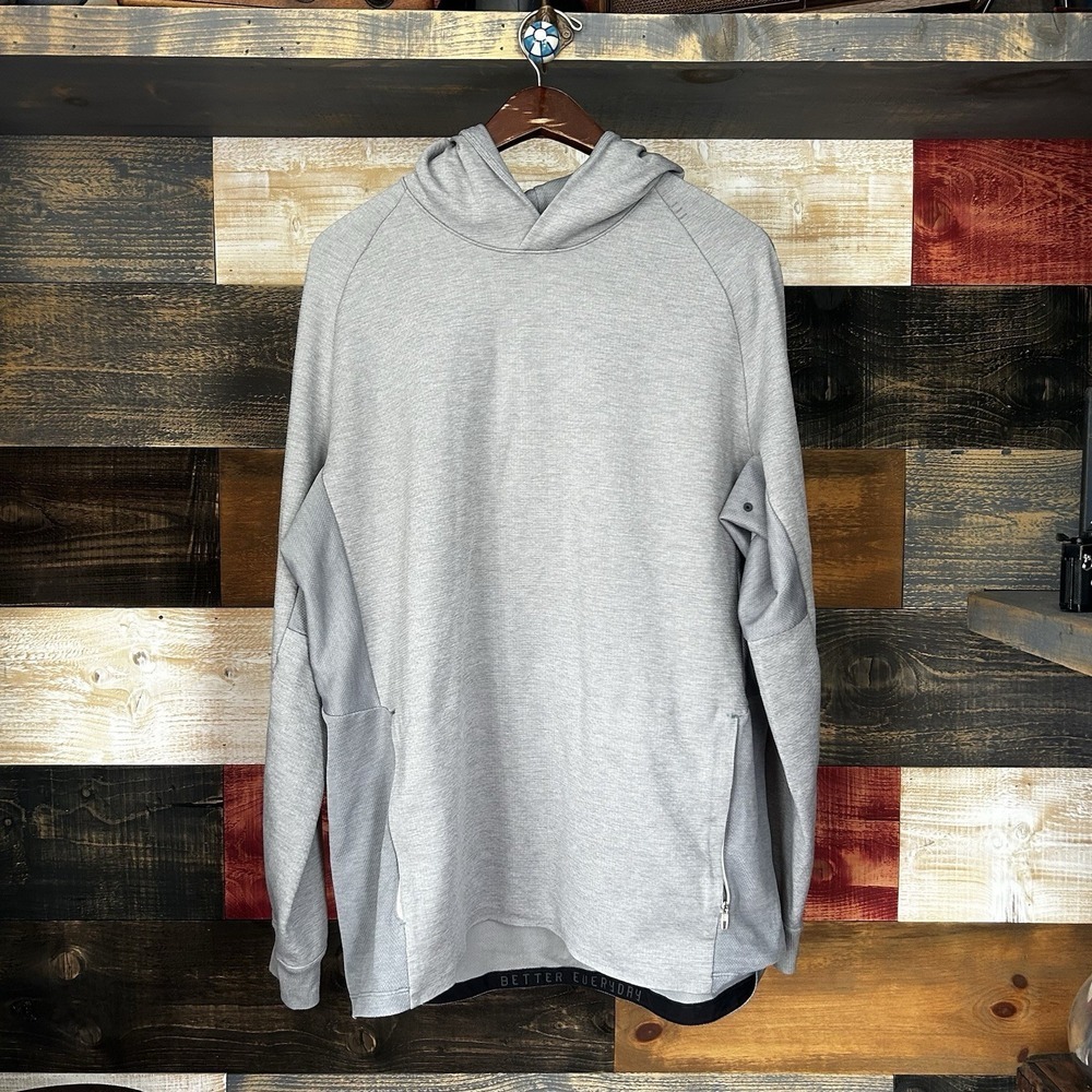 Lululemon Textured Tech Hoodie Mens XL Grey Pullover Hooded LM3CG4S